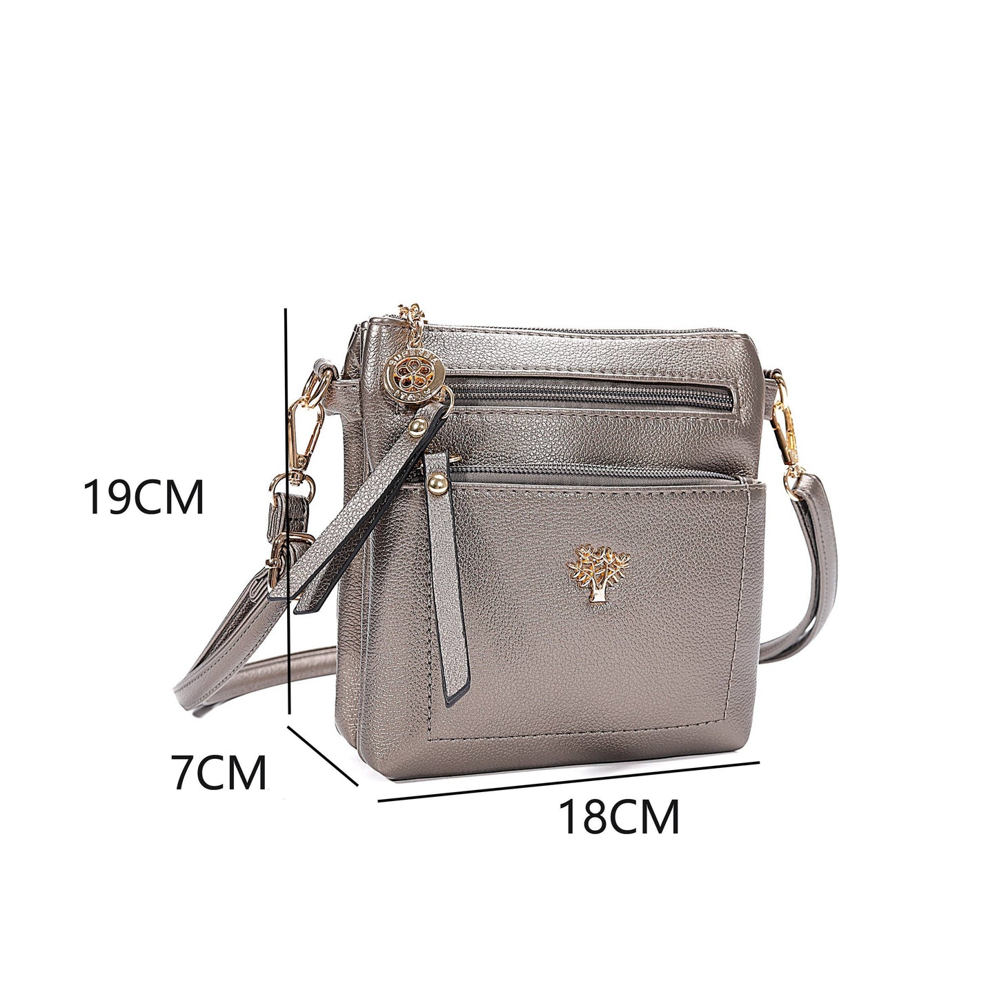 Small Multi Compartment Cross Body Essential Bag : Green