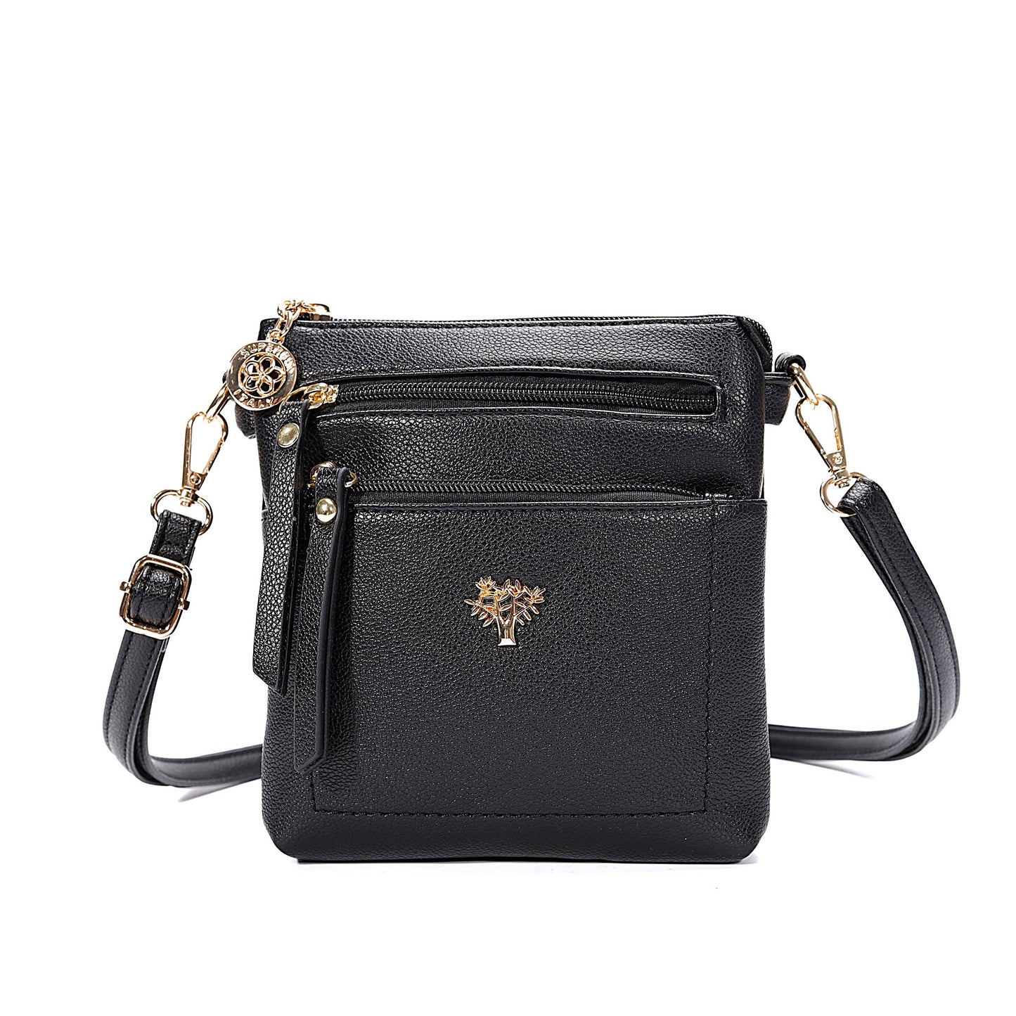 Small Multi Compartment Cross Body Essential Bag : Black