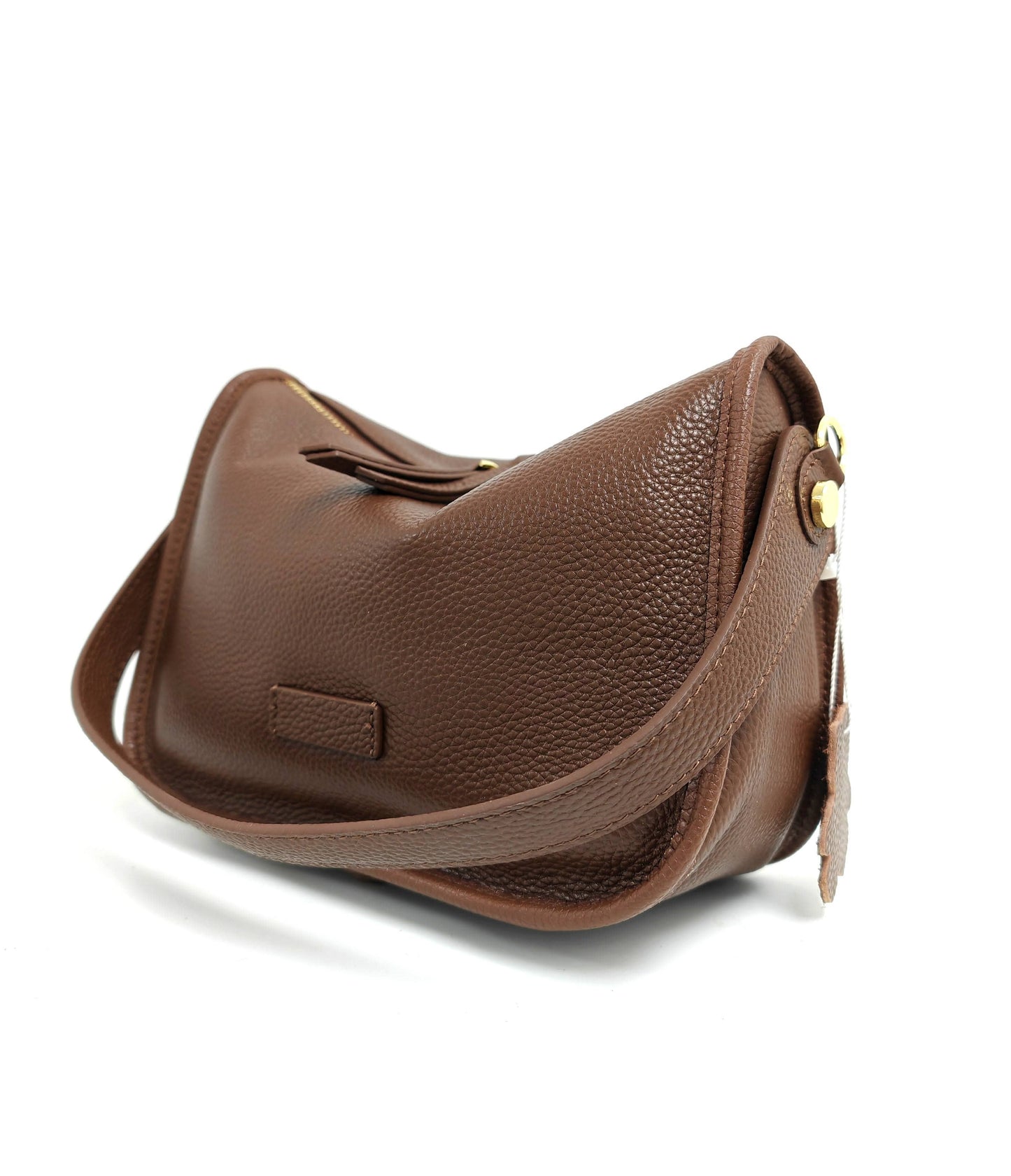 Genuine Leather Soft Grab Bag Shoulder Bag: Coffee