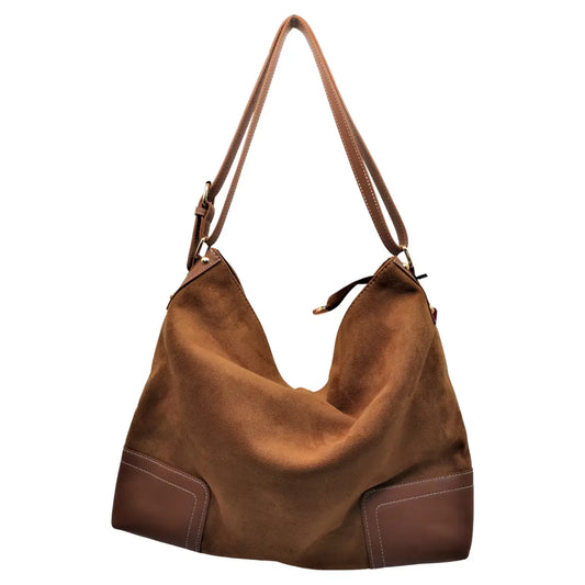 Rene's  - Classic Soft Suede Effect Shoulder Bag Hobo Bag Tan