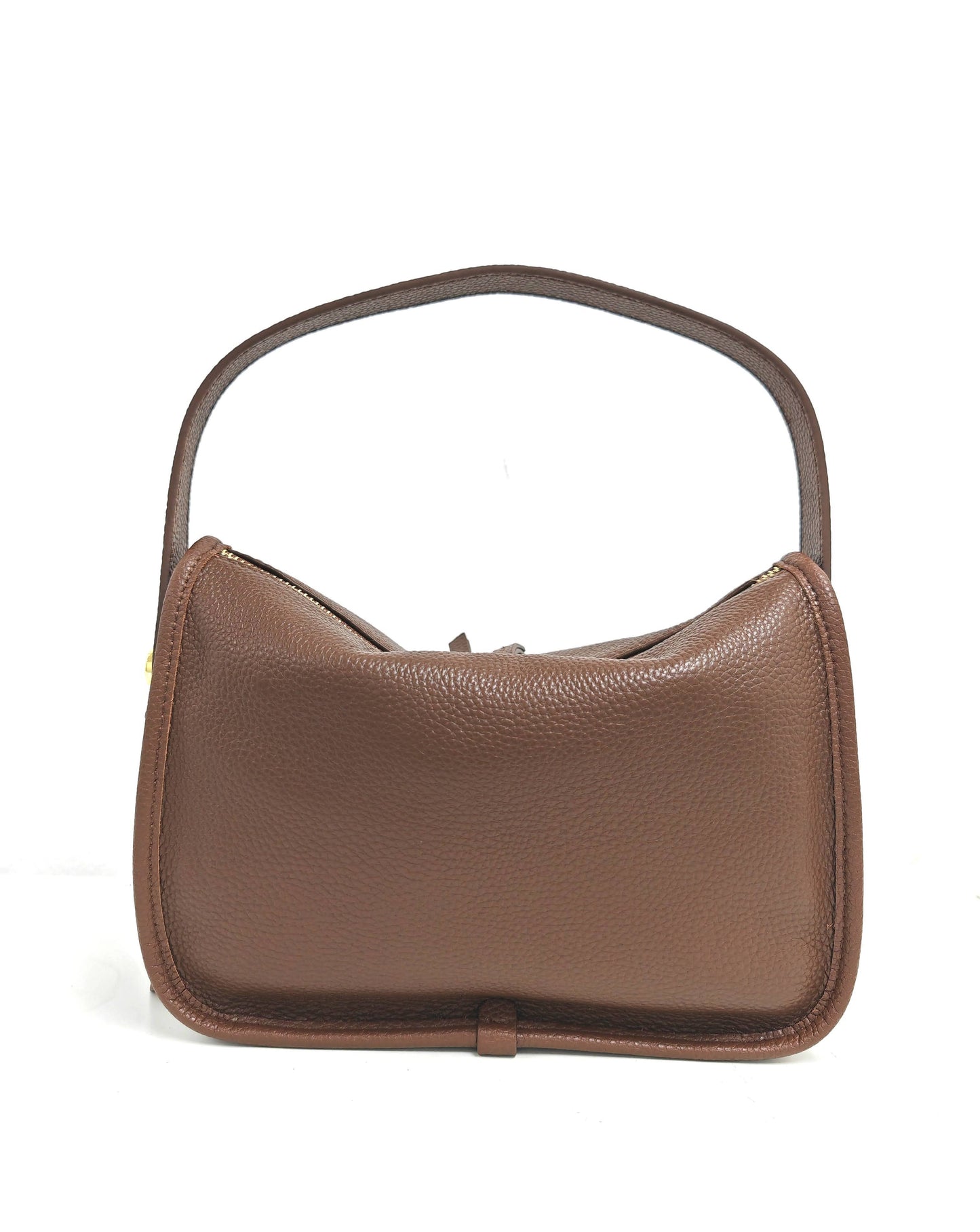 Genuine Leather Soft Grab Bag Shoulder Bag: Coffee