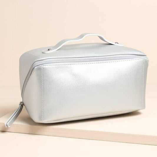 Rectangular Makeup Bag in Silver