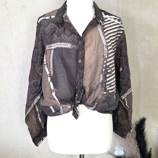 Semi sheer designer inspired classy shirt (M)