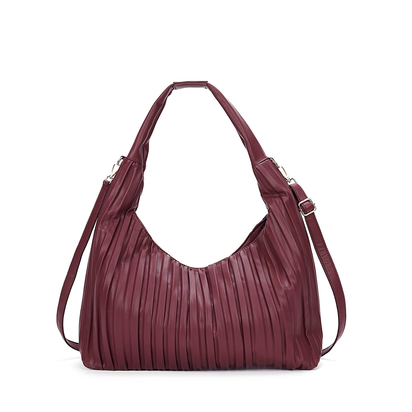 Super Soft Pleated Large Over the Shoulder Hobo Bag : Plum