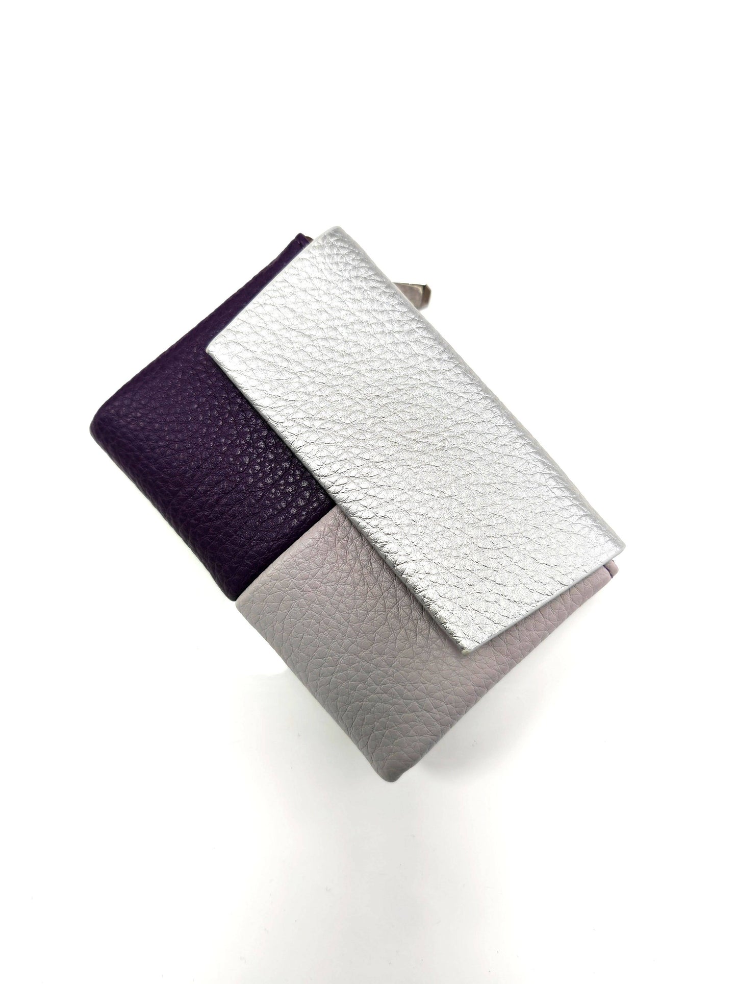 Soft Triple Color Foldable Purse Card Holder with Gift Box: Beige-black