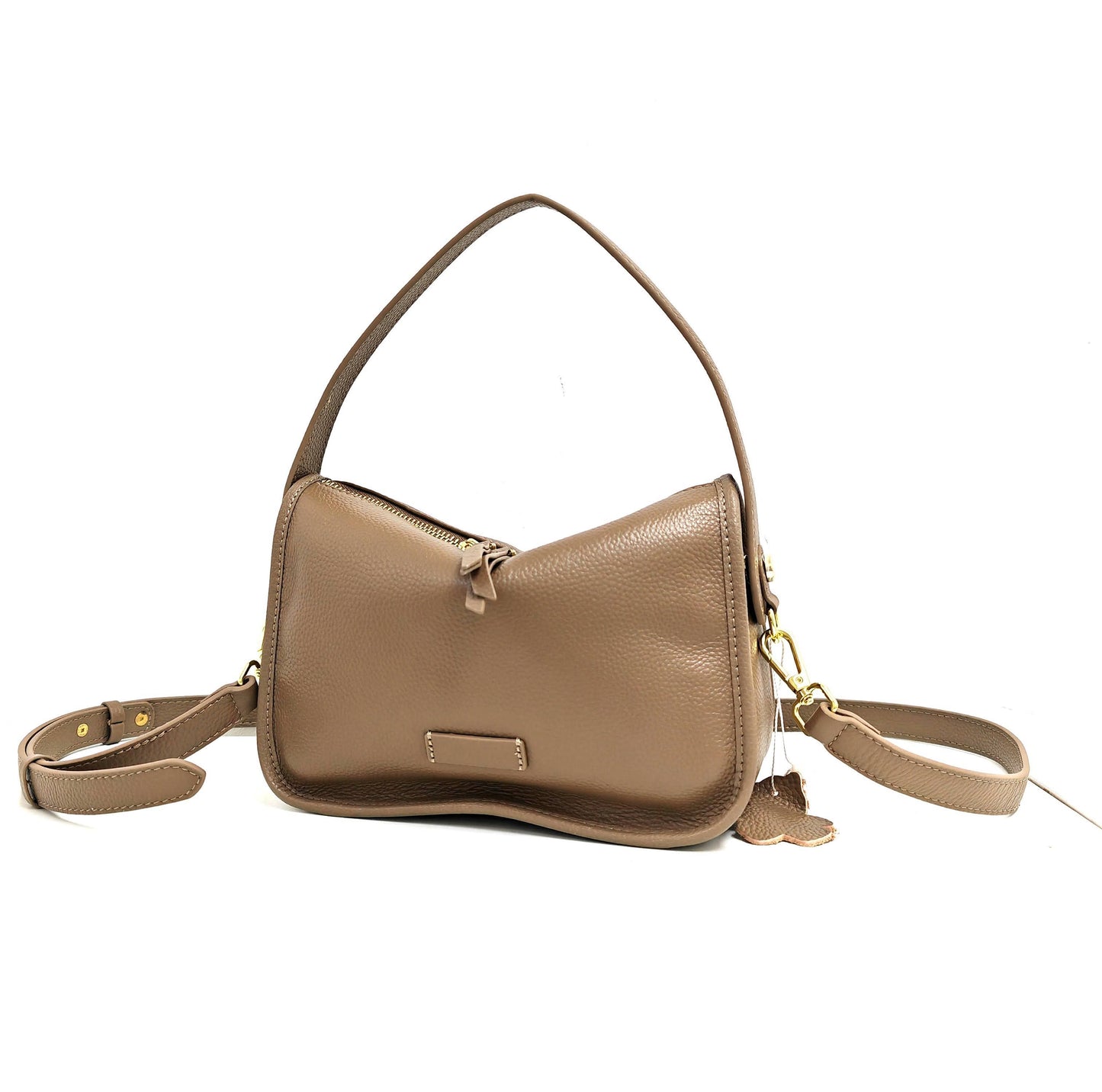 Genuine Leather Soft Grab Bag Shoulder Bag: Coffee