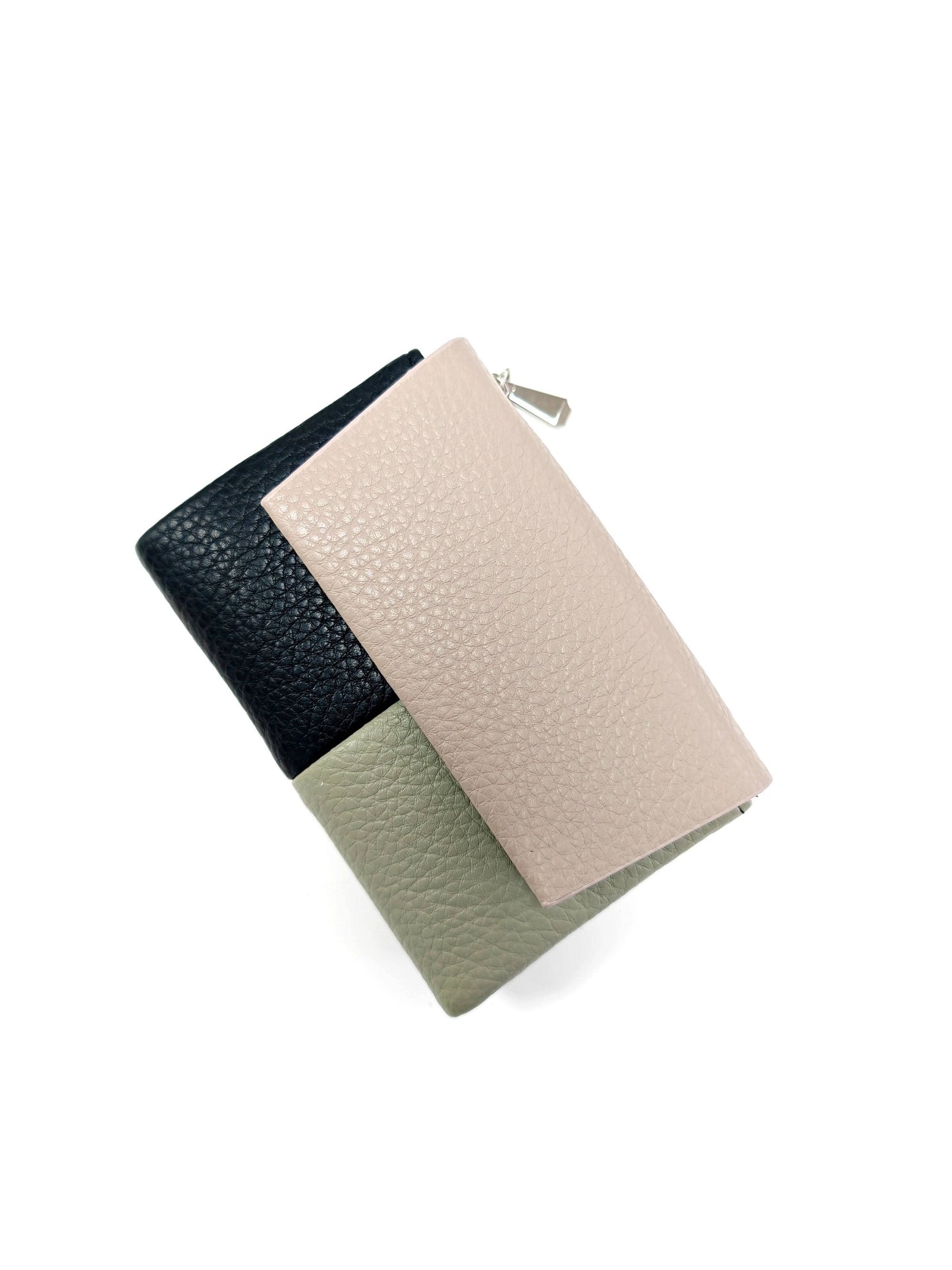 Soft Triple Color Foldable Purse Card Holder with Gift Box: Beige-black