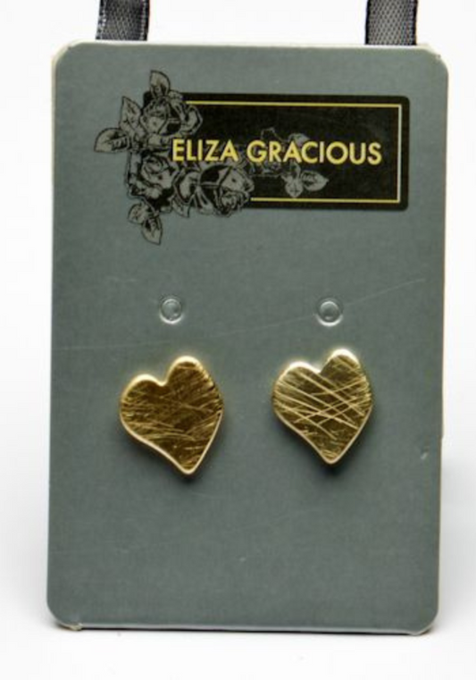 Brushed Finished Heart Stud Earrings