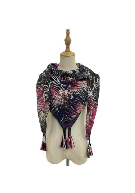 Zebra and Leopard Safari Leaf Print Scarf