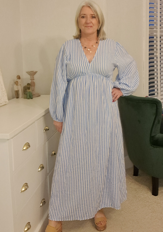 V - Neck Cheesecloth Dress