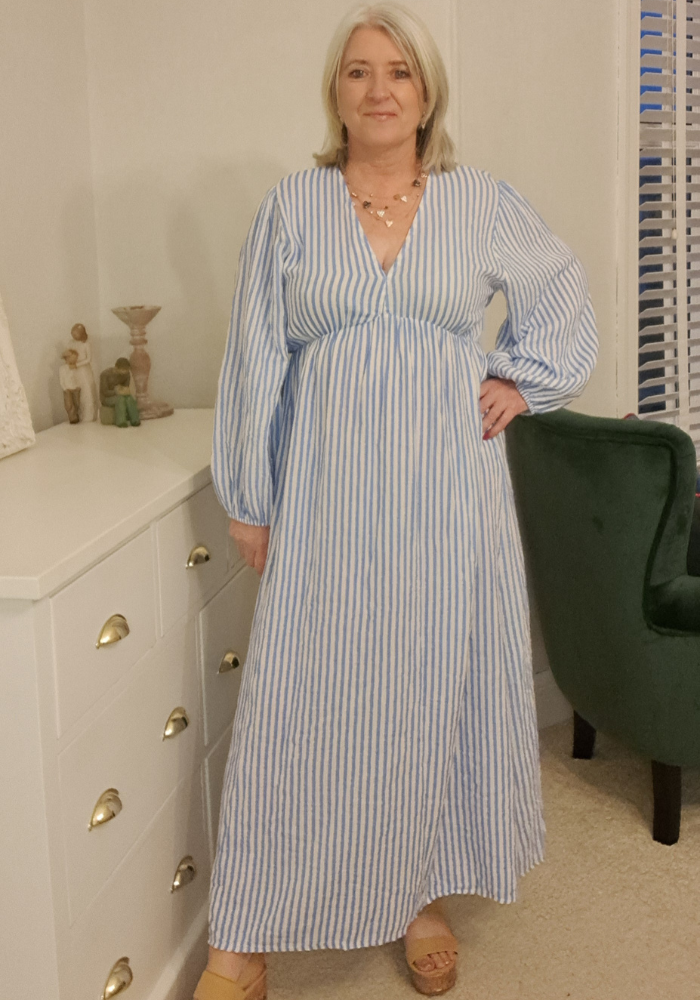 V - Neck Cheesecloth Dress
