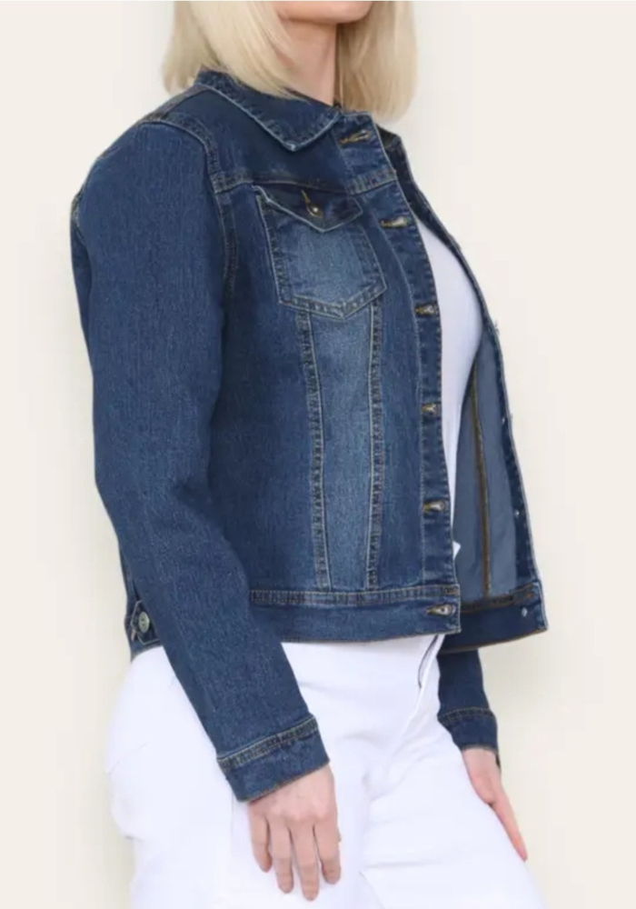 Kurt Muller Dark Denim Wash Cotton Stretch Jacket