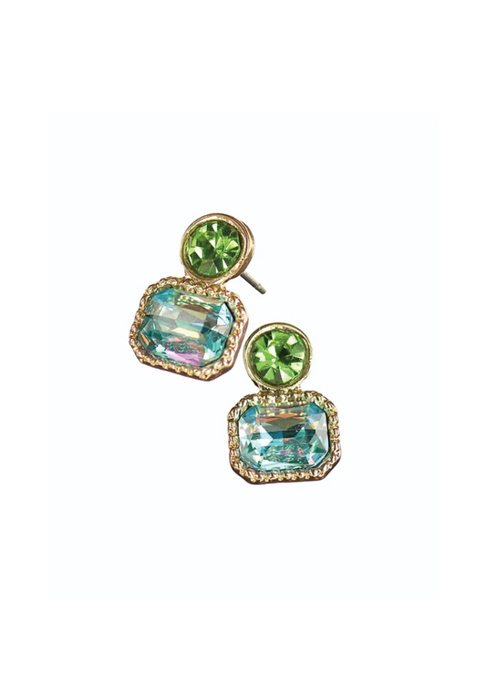 Double-Act Stud - Apple Green / Iridescence Earrings