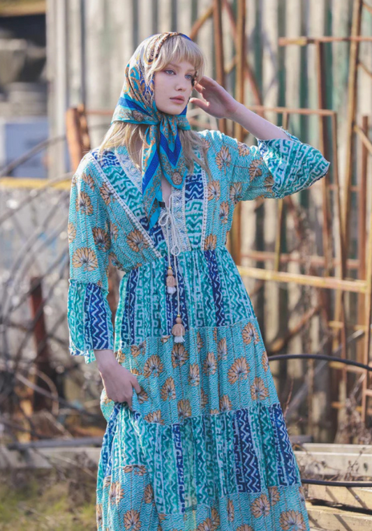 Multi Print Bohemian Maxi Style Dress