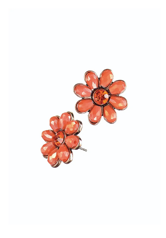 Daisy Maisy Stud Earrings - Coral / Fire