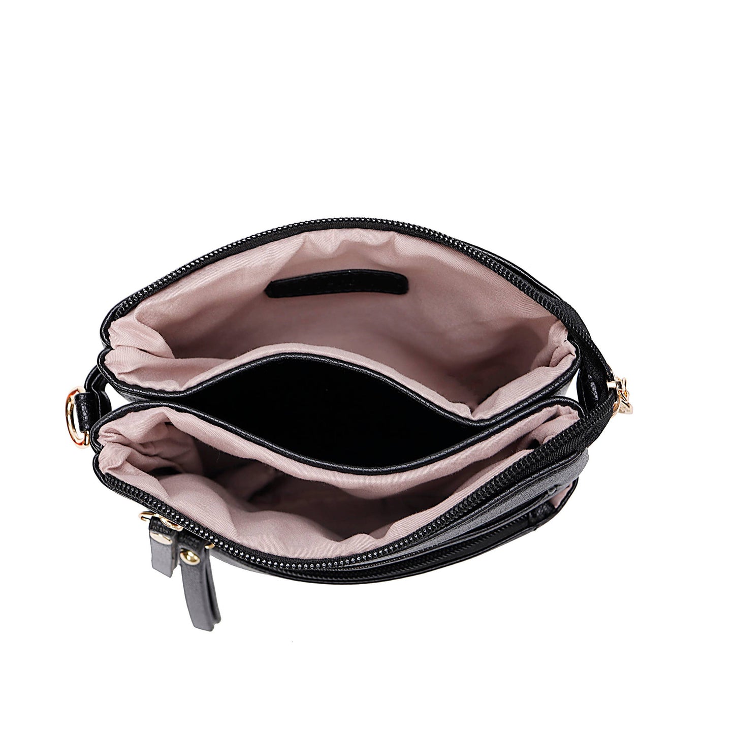 Small Multi Compartment Cross Body Essential Bag : Black