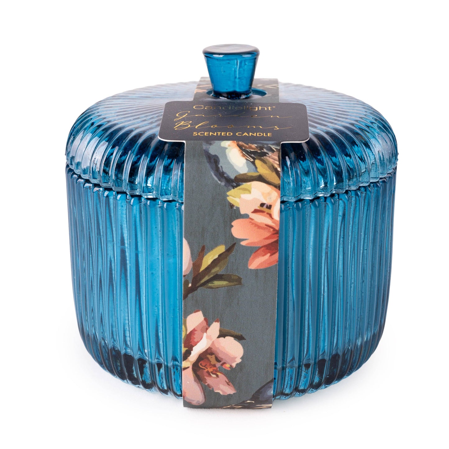 Candlelight Products Ltd - Ridged Glass Jar with Lid - Candle Garden Blue 6PK