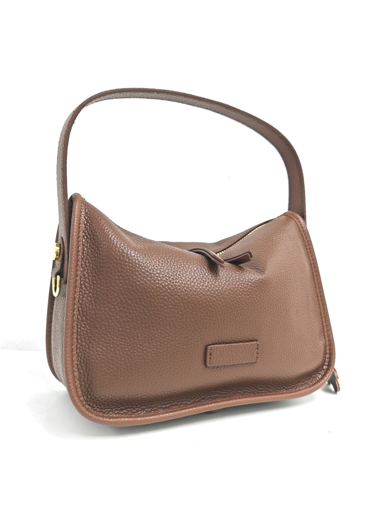 Genuine Leather Soft Grab Bag Shoulder Bag: Coffee