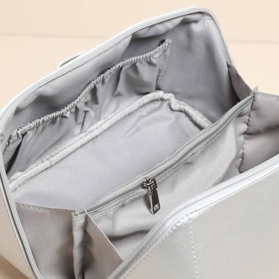 Rectangular Makeup Bag in Silver