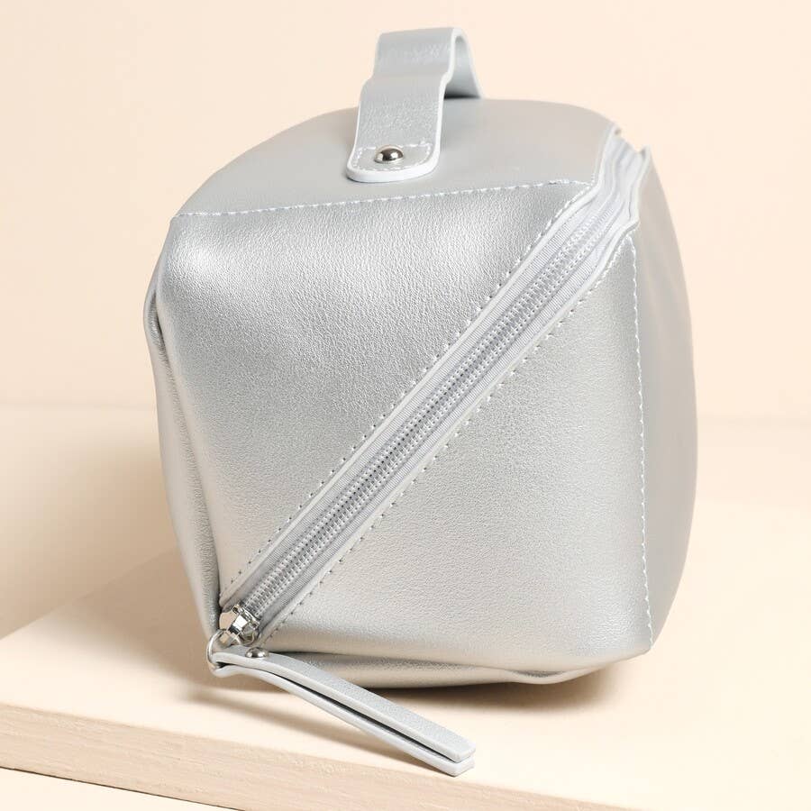 Rectangular Makeup Bag in Silver