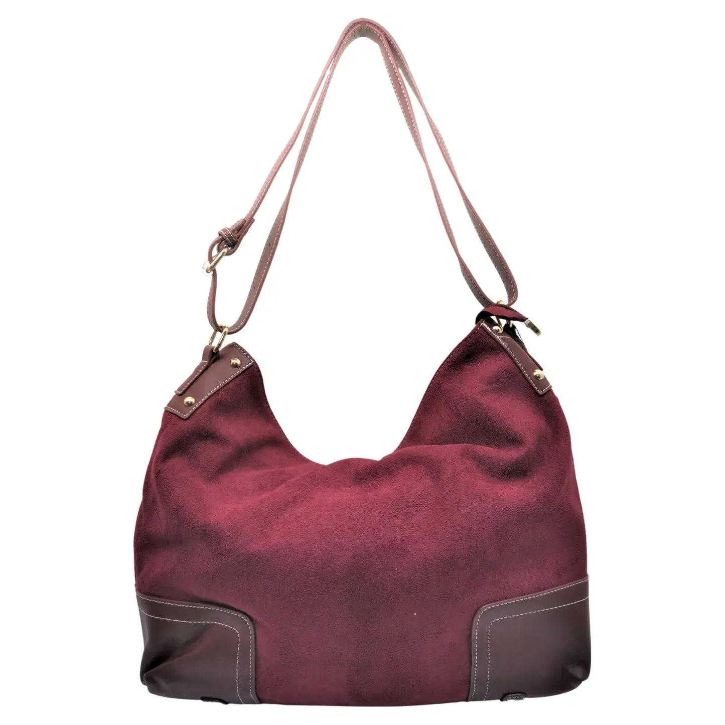 Classic Soft Suede Effect Shoulder Boho Bag Plum