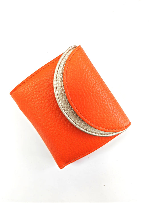 Small Two-toned Foldable Purse Coin  Card Holder+Gift Box: Orange