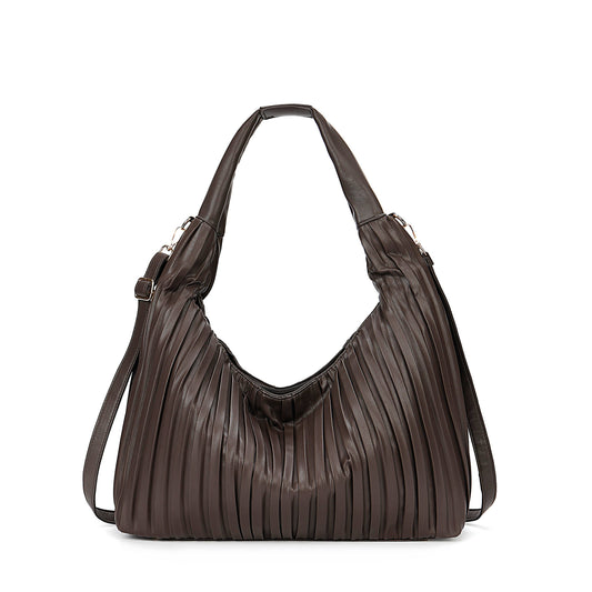 Super Soft Pleated Large Over the Shoulder Hobo Bag : Coffee