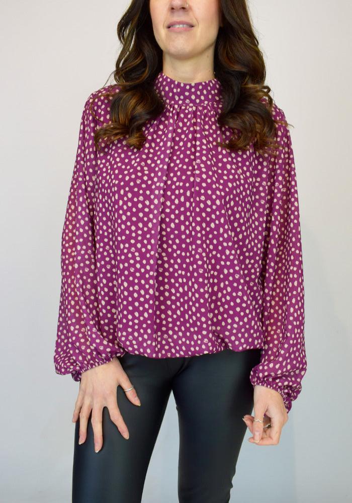 Pebble Spot Volume Sleeve Top