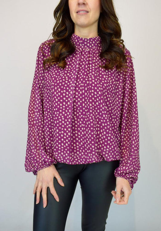 Pebble Spot Volume Sleeve Top